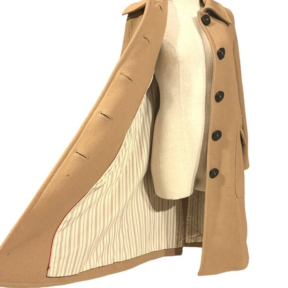Marc Jacobs Womens XS Longline Wool Peacoat Natural Tan Minimalist Closet Staple - Picture 5 of 16